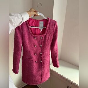 Private Italian Designer. Chanel Tweed dress. Pink. Size XS/S